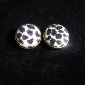 Vtg Clip-On Earrings Fabric animal print